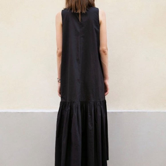 The Frankie Shop LouLou Sleeveless Flouncy Hem Maxi Dress in Black - Picture 3 of 6